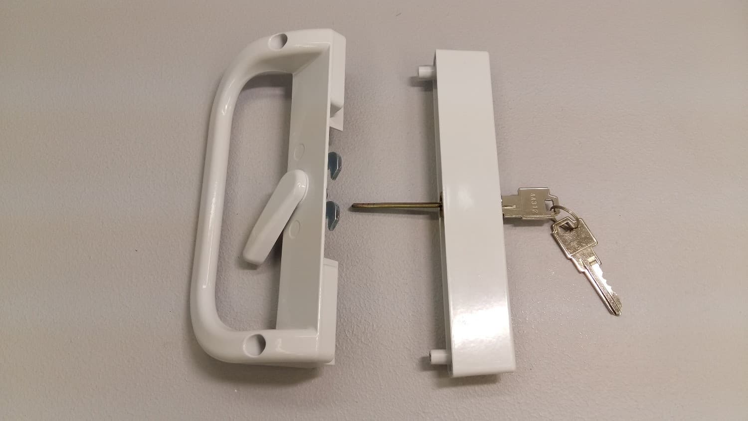 Poignée blanche avec clé pour porte patio - DEF2-123 | Vosthermos