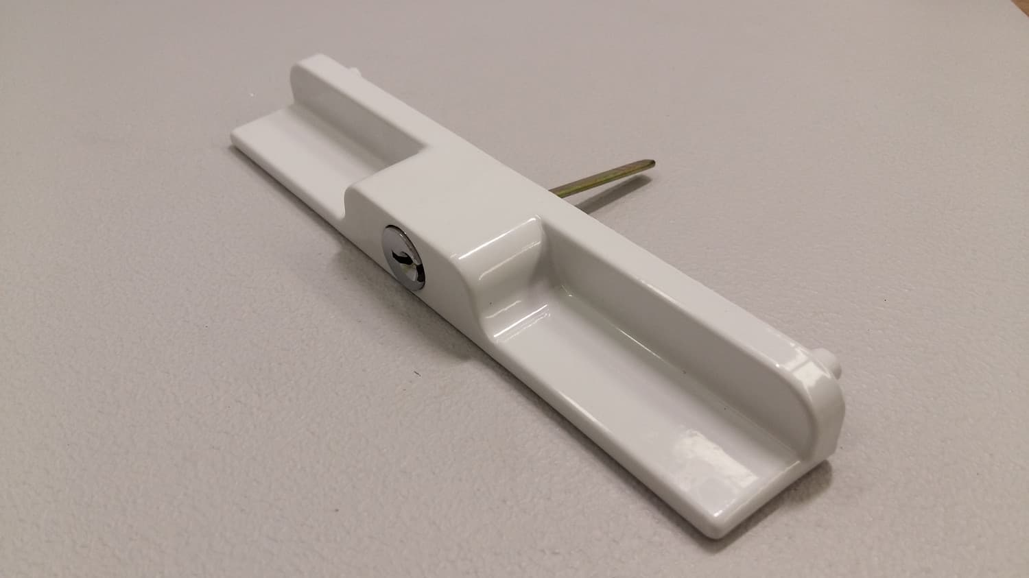 Poignée extérieure blanche avec clé pour porte patio - Miniature 2