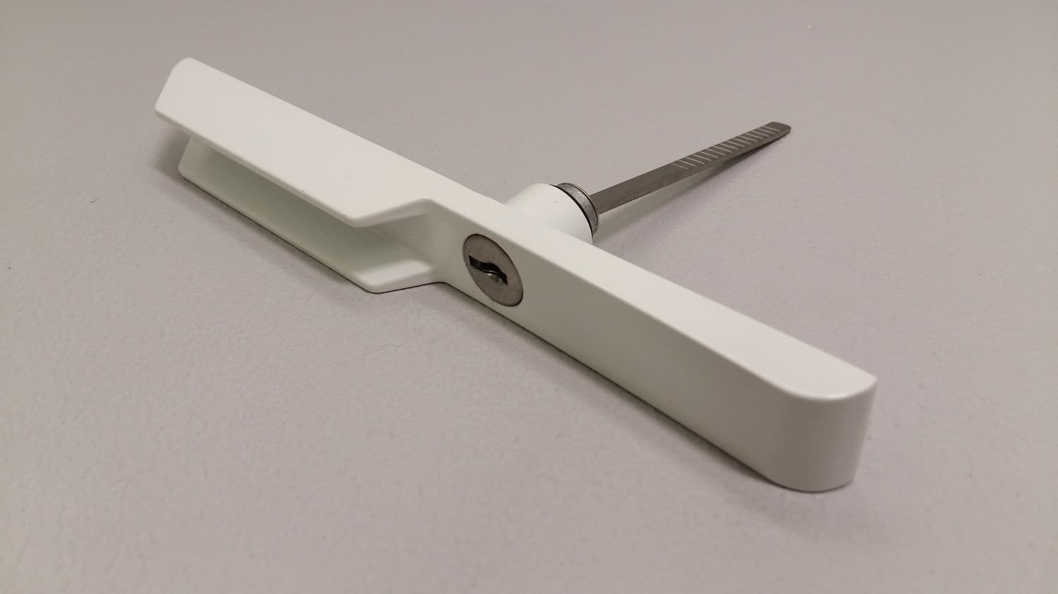 Poignée extérieure blanche avec clé pour porte patio - Miniature 2